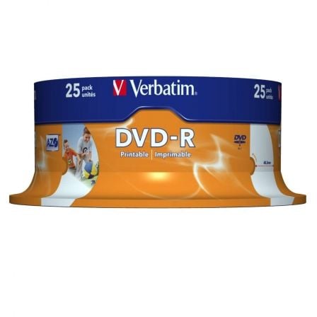 VERBATIM DVD-R PRINTABLE 16x 4,70 GB TARRINA 25 43538