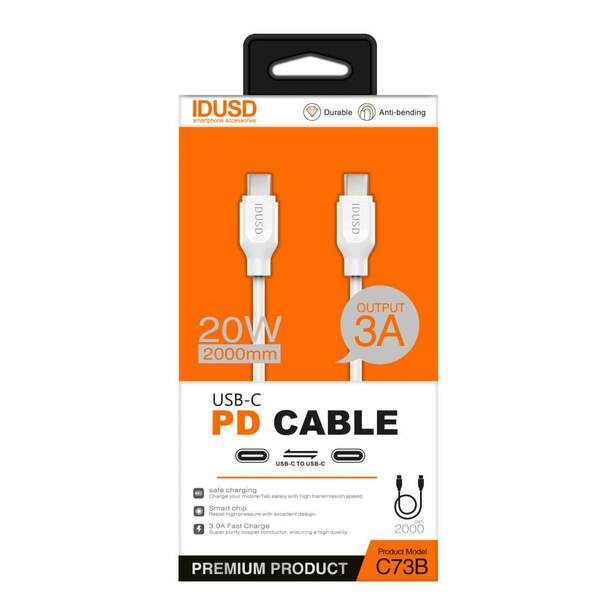 IDUSD CABLE  PD TIPO-C MACHO-MACHO 2M 20W 3A 
