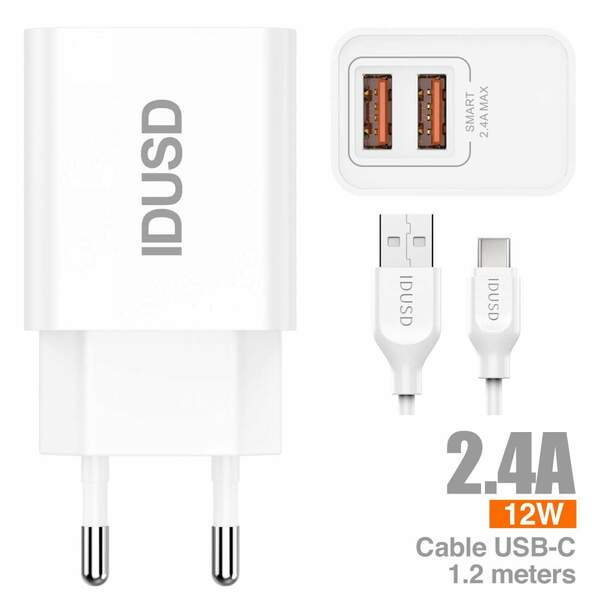 CARGADOR IDUSD TIPO C 2.4A D43B 2XUSB