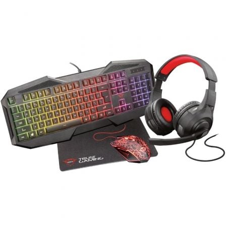 TRUST PACK GAMING GXT 1180RW TECLADO + RATON + AURICULARES + ALFOMBRILLA  23148